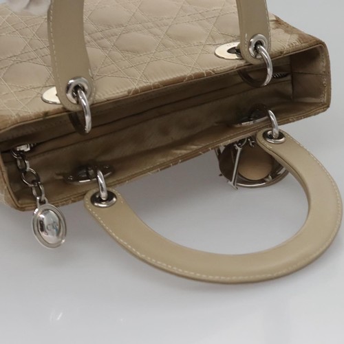 Christian Dior Canage Borsa a Mano Nylon 2 Vie Beige Argento Auth yb751 - Foto 6 di 24