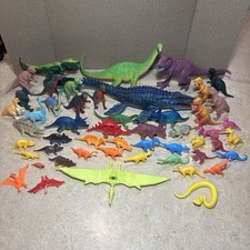 Lot Of 51 Dinosaurs Assorted Figures Toys Brands Sizes Plastic Dino Dinosaur