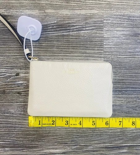 COACH Braccialetto con zip angolare ~ Pelle Crema