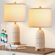 Boho Table Lamps Set of 2, Farmhouse 3-Way Dimmable Touch Nightstan... Fast Ship