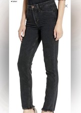 PAIGE Iconic Black Wash Fray Hem Distressing Ankle HOXTON Jeans Womens sz 26