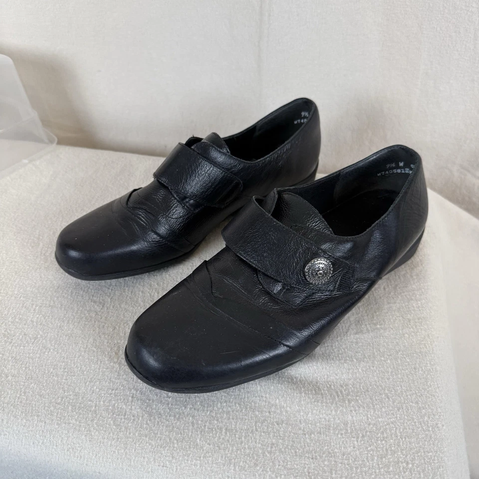 Munro 6347 Black Comfort Shoes 9.5 W Black Leather - Image 4 of 4