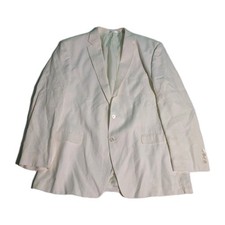 Lauren Ralph Lauren 100 Linen Blazer Sport Coat Beige Ivory Mens 48L Two Button