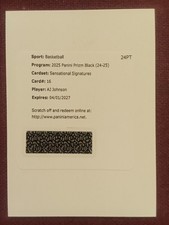 AJ Johnson Auto 2024-25 Panini Prizm #16 Black Sensational Signatures Redemption