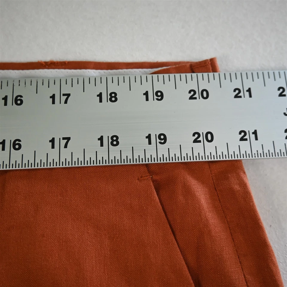 Pantalones de vestir rectos Paul Fredrick 40x32 naranja 100 % lino frente plano para hombre Foto 2 de 4