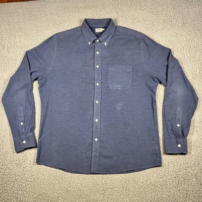 Faherty Brand Movement Shirt Mens Large Navy Blue Heather Button Down Stretch L