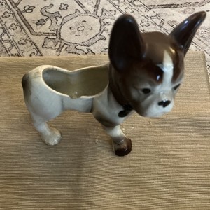 MCM FRENCH BULL DOG BOSTON TERRIER PLANTER PORCELAIN 6” Long