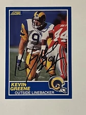 Kevin Greene (d. 2020) Los Angeles Rams 1989 Score Signed Football Card