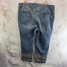 Chicos Jeans Womens 16 3 So Slimming Girlfriend Slim Leg Crop Denim Embroidered