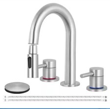 NIOB AKLFGN Widespread Bathroom Sink Faucet w/ Pull-out Sprayer, Brushed Nickel