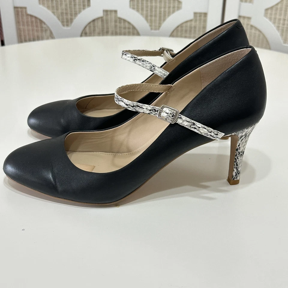 Shoes of Prey Heels Womens 10W Black Snakeskin Strap Pumps Custom Shoes Office - Image 4 of 4