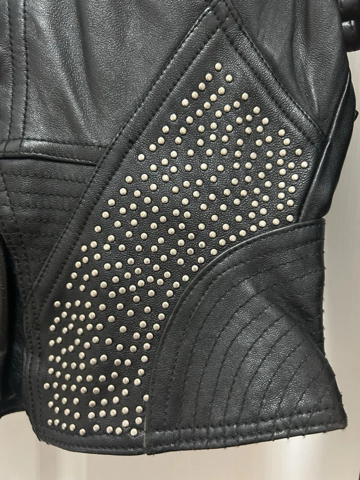 Vintage Morgan Wear Black Studded Edgy Leather Moto Rocker Biker Jacket - Image 4 of 4
