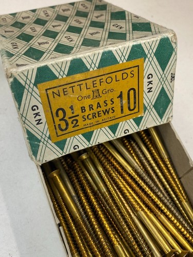 Box Brass Countersunk Screws 3 1/2" x 10 Nettlefolds Slotted Head Part Box of 94 - Picture 10 of 24