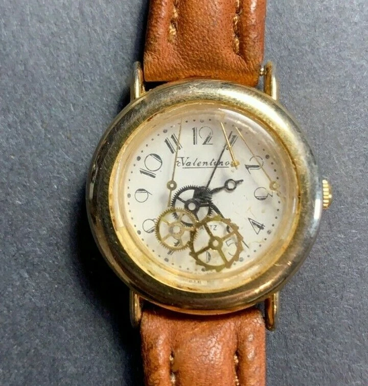Vintage Valentino GTI Watch Brown Leather Strap