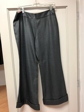 Giorgio Armani Gunmetal Shimmer Gray Wide Leg Trousers Pants Sz42 NWT 1350