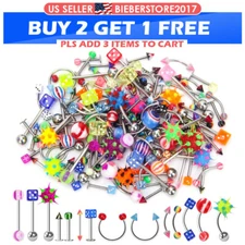 105PCS/LOT Body Piercing Kit Mix Eyebrow Navel Belly Lip Tongue Bar Rings Stud