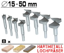 8-tlg. Hartmetall Forstnerbohrer Ø 15 - 50mm HM Kunstbohrer Topfbohrer Fräser ST