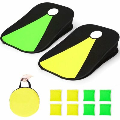 INTEY Collapsible Portable Cornhole Set 8 Bean Bags and Carrying Case SBB-01