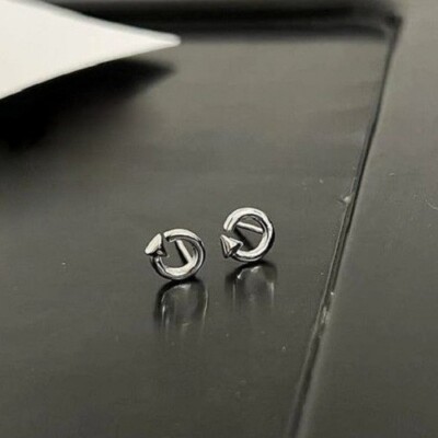 Loading Symbol Tiny Stud Earrings For Men's in 10K White Gold