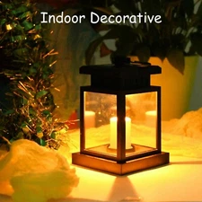 Outdoor Waterproof Solar Lantern Hanging LED Candle Light Garden Lamp Patio Yard
