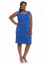 NEW CONNECTED BLUE TIERED SHEATH DRESS SIZE 14 W WOMEN $98