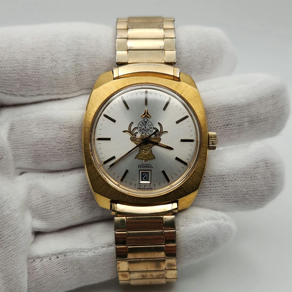 Reloj Automático Ernest Borel Para Hombre Vintage Tono Dorado con Acento de Alce BPOE Foto 2 de 4