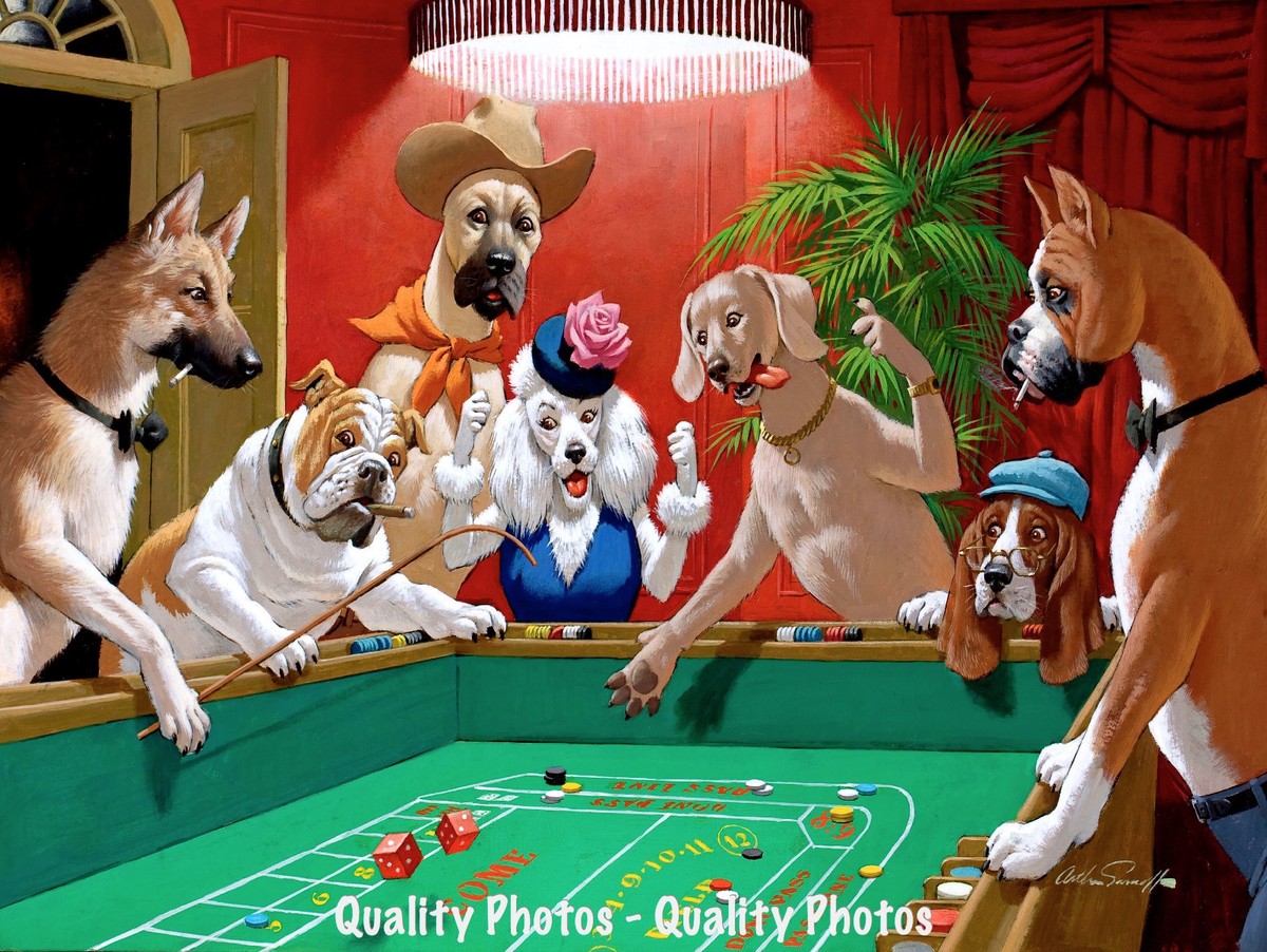 Dogs Rolling Dice Photo Print Arthur Sarnoff Funny Dog