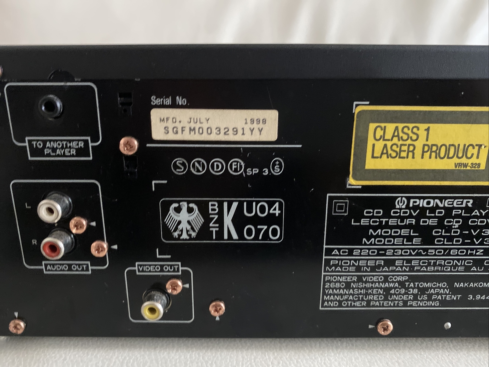 LECTEUR LASERDISC PIONEER CLD-100 (NTSC, 100V) - Unité de lecteur LD