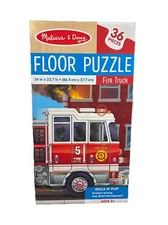 Melissa & Doug Giant Floor Puzzle Fire Truck Cardboard 36 Pc 34"x22" Kids Age 3+