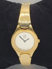Ladies ESQ Swiss Silver Mirror Dial Gold Tone Case   Bracelet Watch 100708 L8