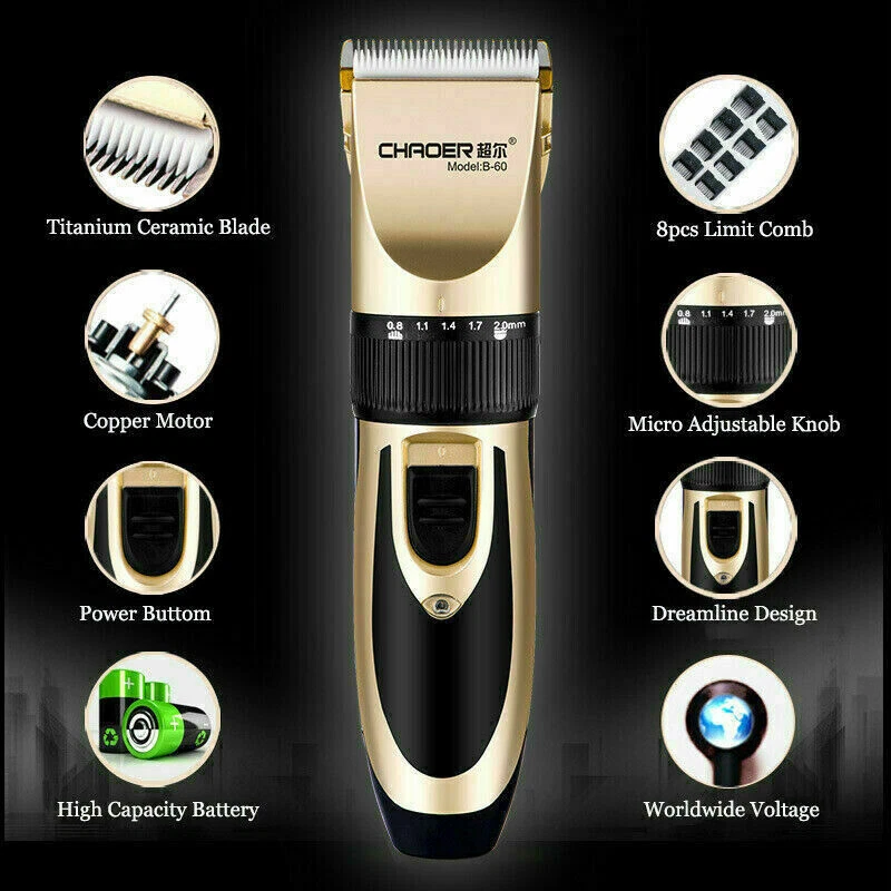 Kit de corte de cabelo masculino profissional recarregável aparador sem fio barbeiro  - Imagem 2 de 4