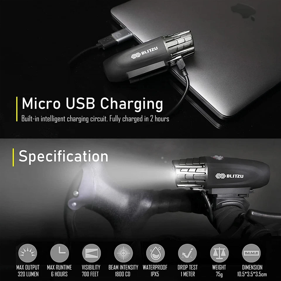 Reflectores Recargables Potente Faro Luz Trasera Bicicleta Faro/Luz Trasera  Foto 4 de 4