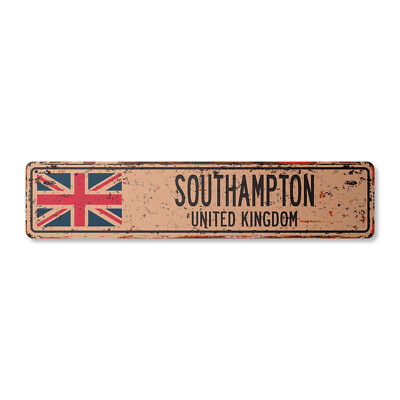 SOUTHAMPTON UNITED KINGDOM Vintage Street Sign British Britons Brits flag city