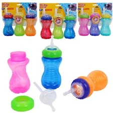 3 Nuby Active Sipeez Bottles Flex Straw No Spill 12+ Months 10 oz (See Note)