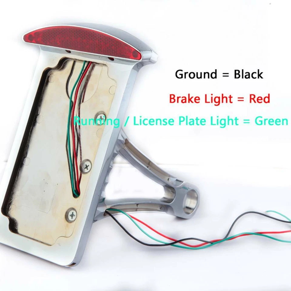 For Harley Chrome Motorcycle Tail License Plate Frame Mount Holder w/ LED Lights - Image 4 of 4