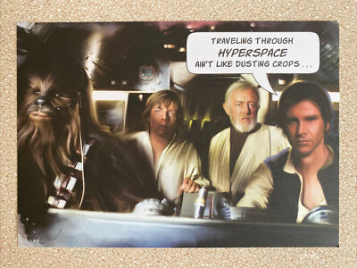 Star Wars PostCard Chewbacca Hans Solo Luke Skywalker Obi-Wan Kenobi Falcon New