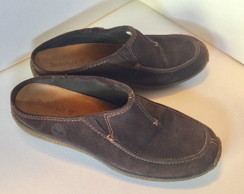 Timberland Brown Suede Leather Slip-on Clogs Women's Size 6 - Picture 3 of 6