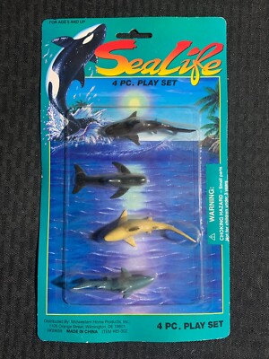 SEA LIFE 4pc Playset MOC C-5.5 MHP Inc #85-302 Sharks and Whale (size 6.5x11'')
