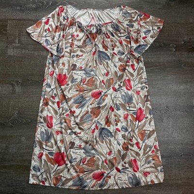 Womans Night Gown Dress Pocket Tie Flowy Multicolor Floral Size Fits like  XL | eBay