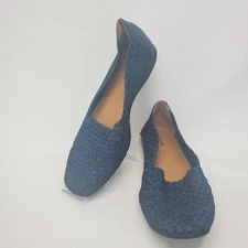 Comfortview Bethany Slip On Flats Shoes Blue Metallic Size 11WW Weave Pattern
