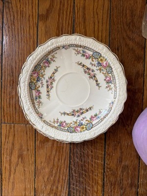3 Vintage CC Thompson China Saucers CCTP Mayfair Gold Trim