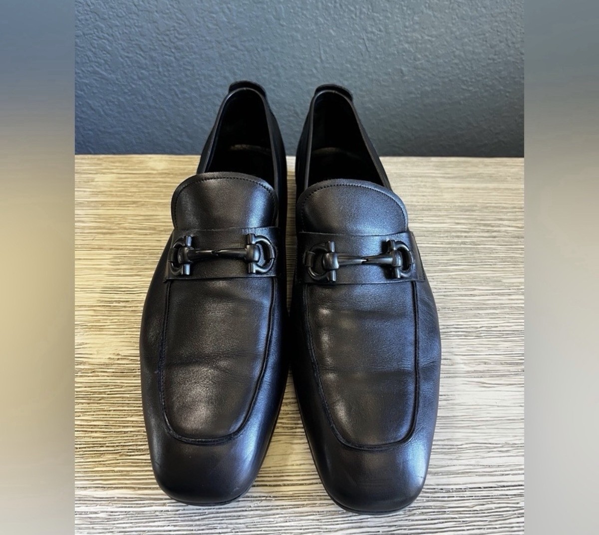 Salvatore Ferragamo Black pebbled leather horsebit loafers mens 10 EE extra wide FERRAGAMO Chris Horse-Bit Leather Loafers | Saks Fifth Avenue main image 4