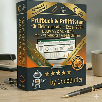 #ad Prüfbuch Elektrogeräte DGUV 3 4 BGV A3 VDE 0702 Prüfprotokoll Prüffristen Excel EUR 39.99