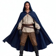 Men's Velvet Cloak with Hood, Renaissance Medieval Hooded Cloak for Women, Ha...
