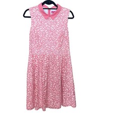 Betsey Johnson Lace Dress Womens Size 12 Peach Pink Collar