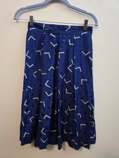 RARE Vintage Christian Dior Petites Pleated Midi Skirt Size 6 Blue