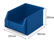 Plastic Parts Storage Bins - Heavy Duty Bin Stacking Component Boxes Large Blue