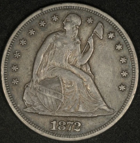 1872 PCGS XF SEATED LIBERTY SILVER DOLLAR NICE DETAILS +CRUSTY ORIGINAL SURFACES