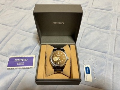 Seiko Presage Open Heart Automatik Herrenuhr schwarzes Zifferblatt Edelstahl Box
