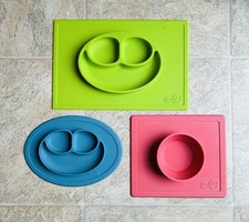 EZPZ Silicone Suction Happy Mat, Happy Bowl  Mini Mat Placemat Mats EUC